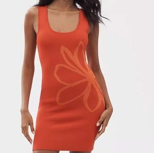 Flat White Sleeveless Square-Neck Flower-Printed Knit Mini Dress, Retail $148.00